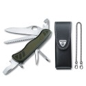 Set Victorinox Soldier + teaca de piele neagra + lant 