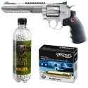 Set revolver airsoft 3 jouli + 10 capsule CO2 + flacon 2700 buc bile 0.30 g, Umarex Ruger Superhawk .6 CR