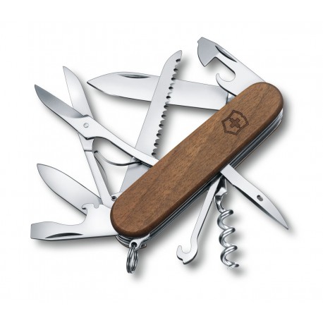 Briceag Victorinox Huntsman, inoxidabil, maner din lemn de nuc, 13 functii