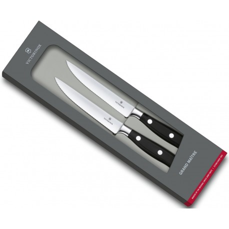 Set 2 cutite pentru friptura Victorinox Grand Maitre Steak Knife Set, lama zimtata