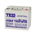 Acumulator stationar 12 V, 19 Ah, F2 AGM VRLA TED electric TED1219 pentru navomodele, barcute de plantat, sonare, etc