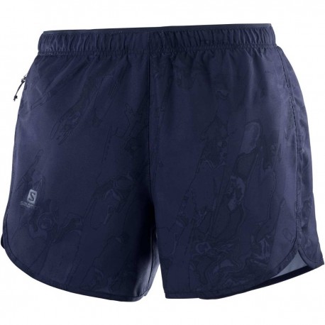 Pantaloni scurti alergare femei Salomon AGILE SHORT W Bleumarin