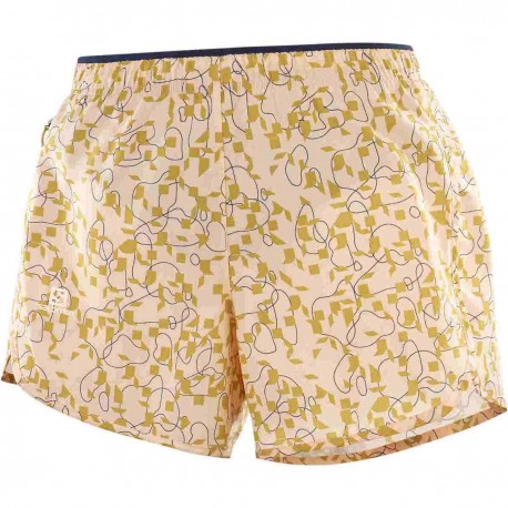 Pantaloni scurti alergare femei Salomon AGILE SHORT W Bej