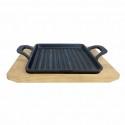 Tigaie grill din fonta cu suport de lemn pentru servire 19,5 x 14 cm ALL'GRILL 9713