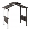 Pavilion gazebo din otel pentru gratar cu acoperis Sunjoy Aspe 244cm x 152cm negru A104001300