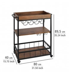 Mini bar rustic cu 3 rafturi, 80x89,5x40 cm, metal si MDF, Wenko 54125100