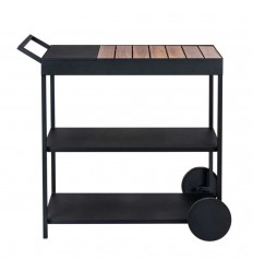 Mini bar negru cu 3 rafturi, metal si lemn de accacia, 80 x 98 x 40 cm, Wenko Miro 55106100