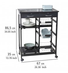 Mini bar, polite si sertare, negru, MDF, 67 x 86,5 x 35 cm Wenko Bon Appetit 54128100