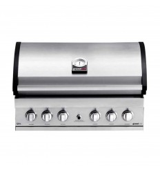 Gratar pe gaz cu 6 arzatoare 5 inox si 1 infrarosu, incastrabil, grile inox, plita fonta, Grandhall Elite G5 K05000324A