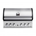 Gratar pe gaz cu 6 arzatoare 5 inox si 1 infrarosu, incastrabil, grile inox, plita fonta, Grandhall Elite G5 K05000324A