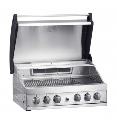 Gratar pe gaz cu 6 arzatoare 5 inox si 1 infrarosu, incastrabil, grile inox, plita fonta, Grandhall Elite G5 K05000324A