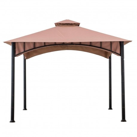 Pavilion gazebo din otel pentru gratar cu copertina Sunjoy LAURO 340cm x 340cm negru/bej A101011900