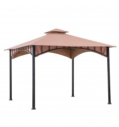 Pavilion gazebo din otel pentru gratar cu copertina Sunjoy LAURO 340cm x 340cm negru/bej A101011900