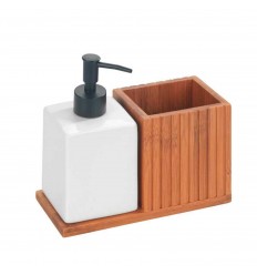 Dispenser detergent lichid de vase cu suport de ustensile din bambus 18,5x8,5x17 cm Wenko Mera 54944100