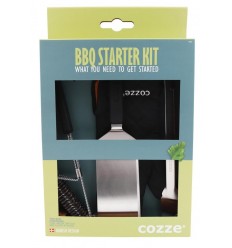 Set BBQ Starter Kit cu spatula, cleste, manusa si perie pentru gratar Cozze 90310