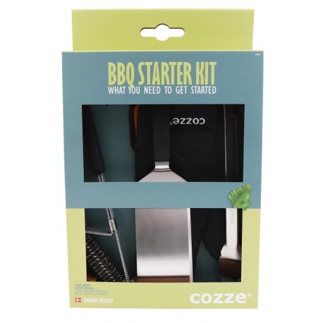 Set BBQ Starter Kit cu spatula, cleste, manusa si perie pentru gratar Cozze 90310